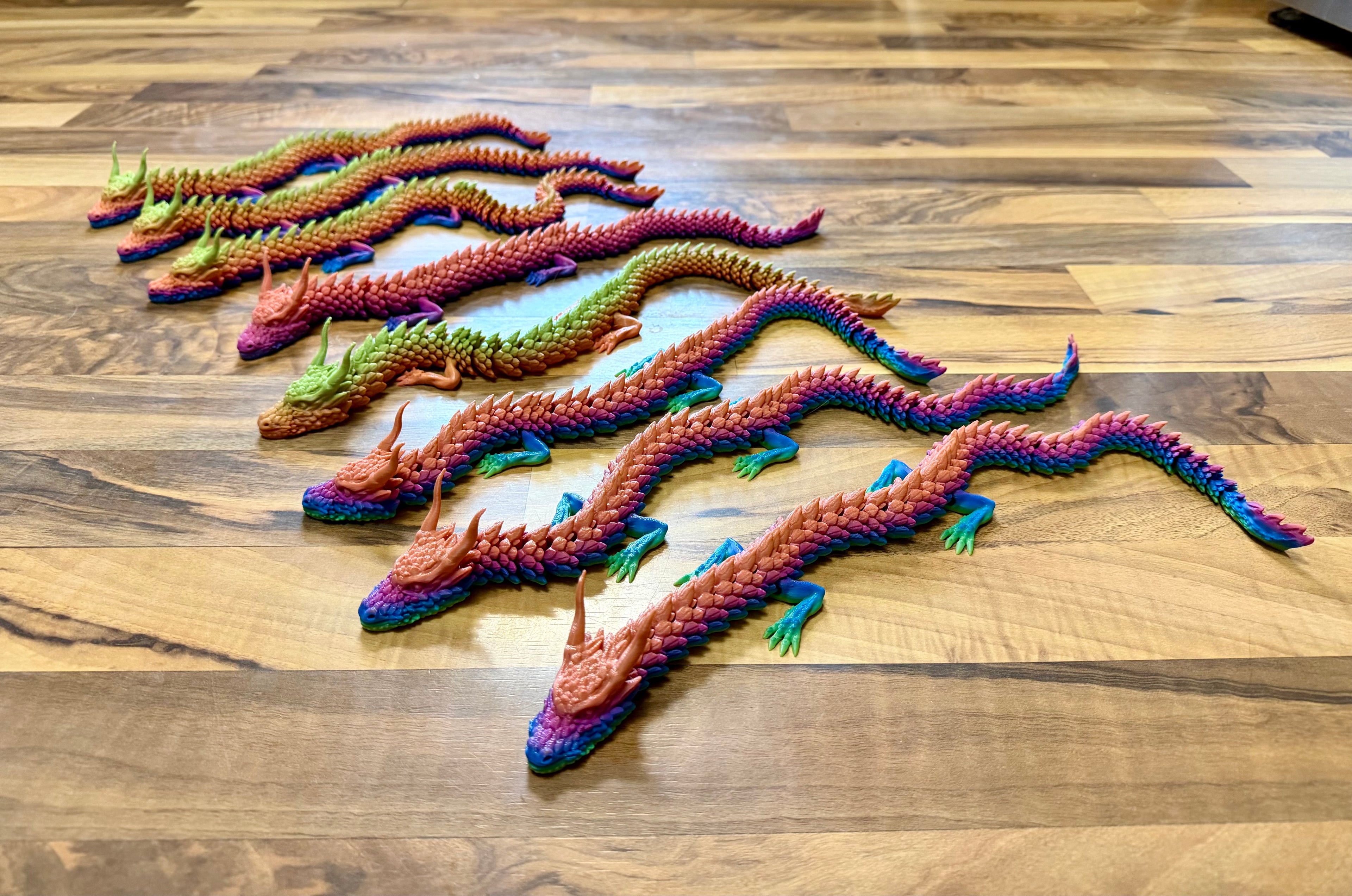 Large Articulating Dragon – 45cm & 60cm Rainbow PLA+ 3D Printed Flexi Dragon – Poseable Fantasy Toy & Collectible