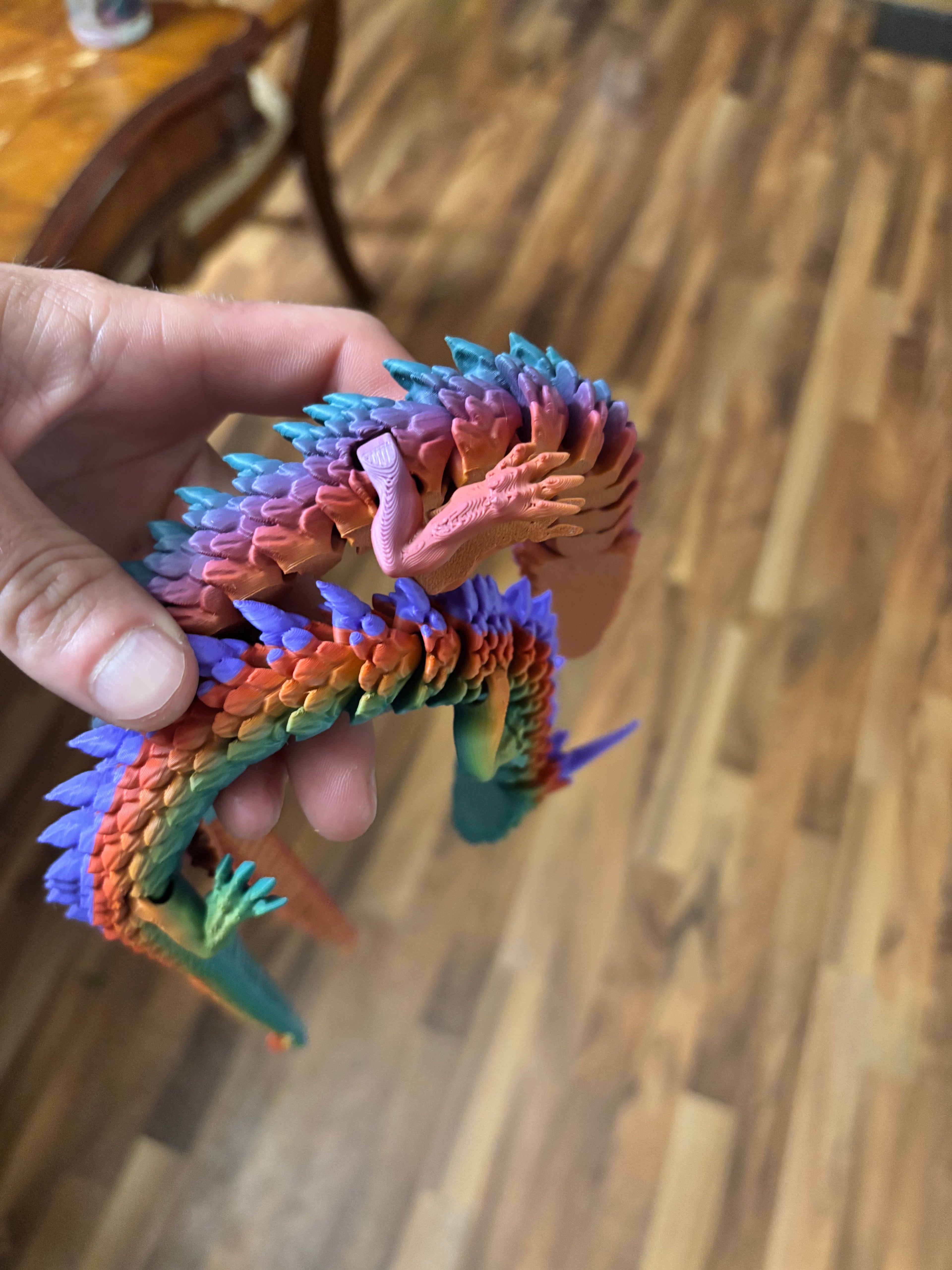 Large Articulating Dragon – 45cm & 60cm Rainbow PLA+ 3D Printed Flexi Dragon – Poseable Fantasy Toy & Collectible