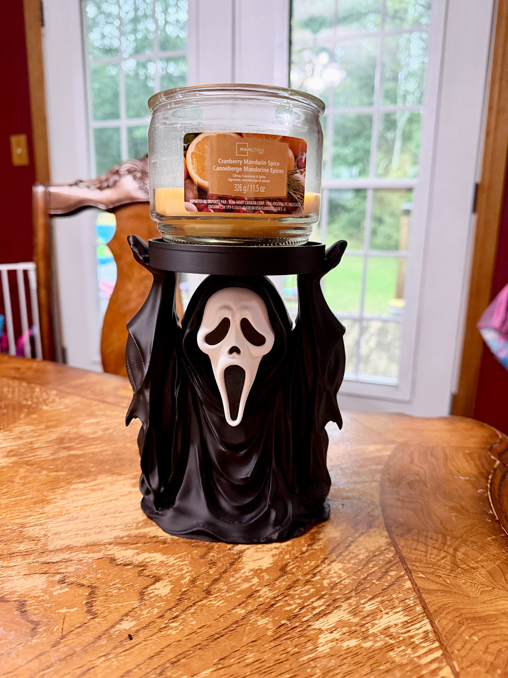 Ghost Face 3D Printed Candle Holder – 100mm Large Candle Stand – Halloween Horror Décor – Multiple Colours