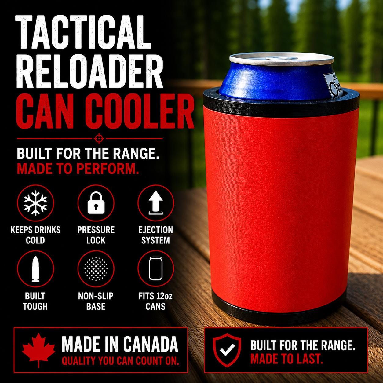 Garde-canette tactique | Support à bière 355 ml, motif de rechargement