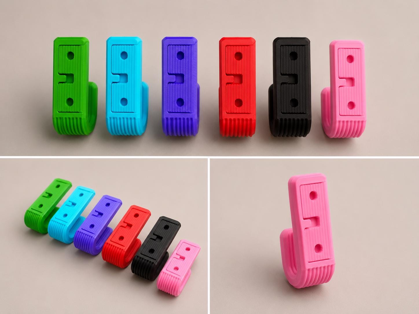 Modern Ribbed Wall Hook | 3D Printed Organizer, Flush Mount Storage