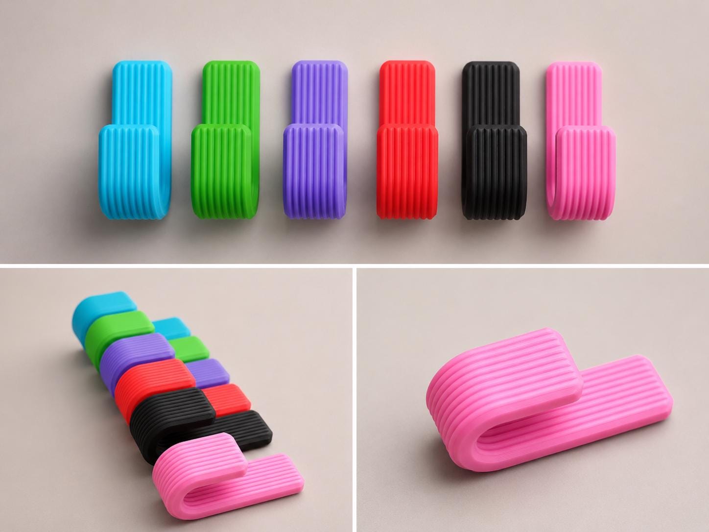 Modern Ribbed Wall Hook | 3D Printed Organizer, Flush Mount Storage